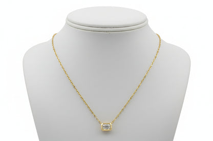 14k Yellow Gold LAB Bezel Emerald DIAMOND 0.20CTW