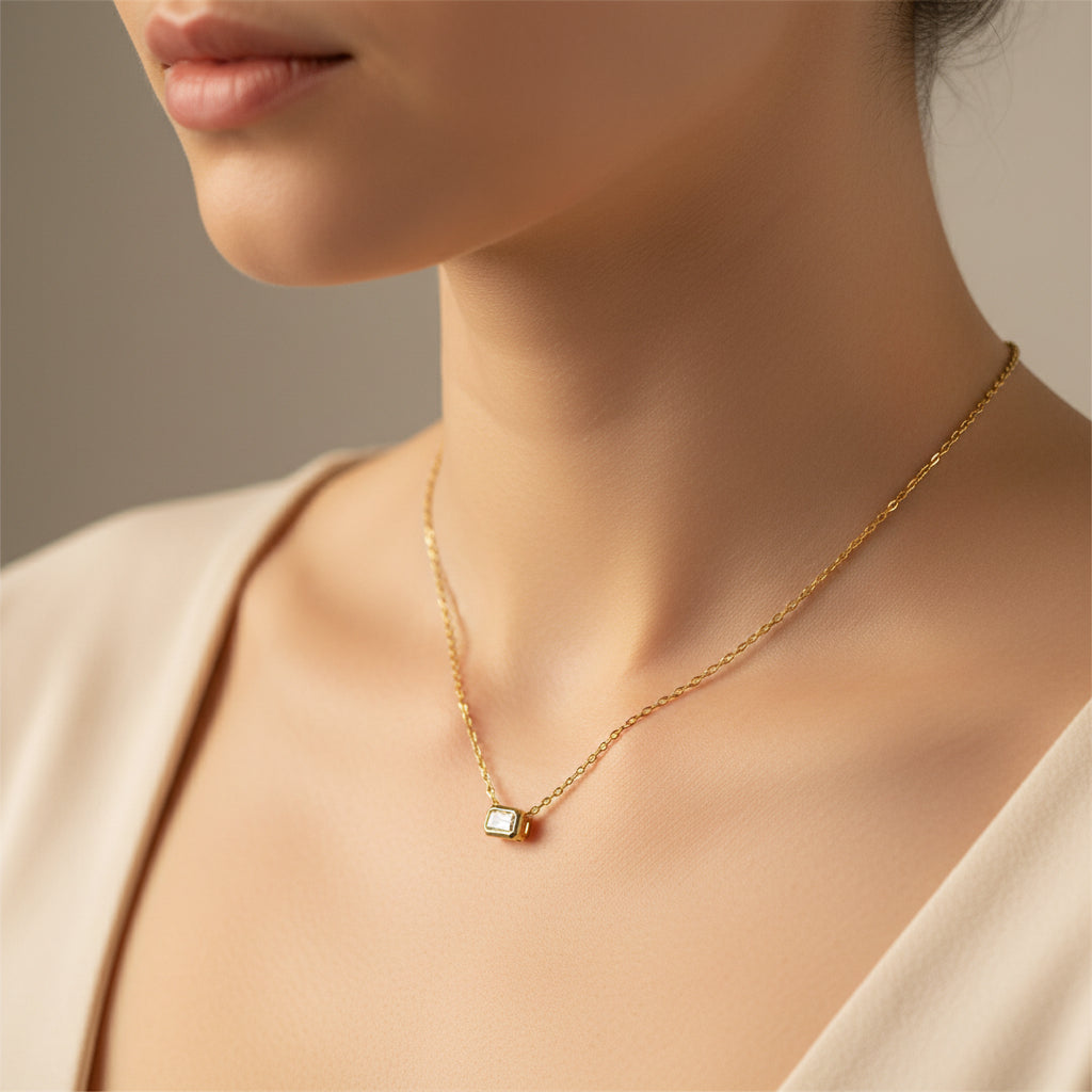 14k Yellow Gold LAB Bezel Emerald DIAMOND 0.20CTW