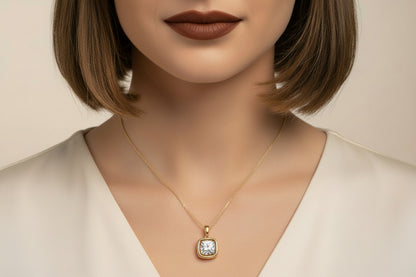 10k Yellow Gold Lab Floating DIAMOND 0.34CTW Necklace