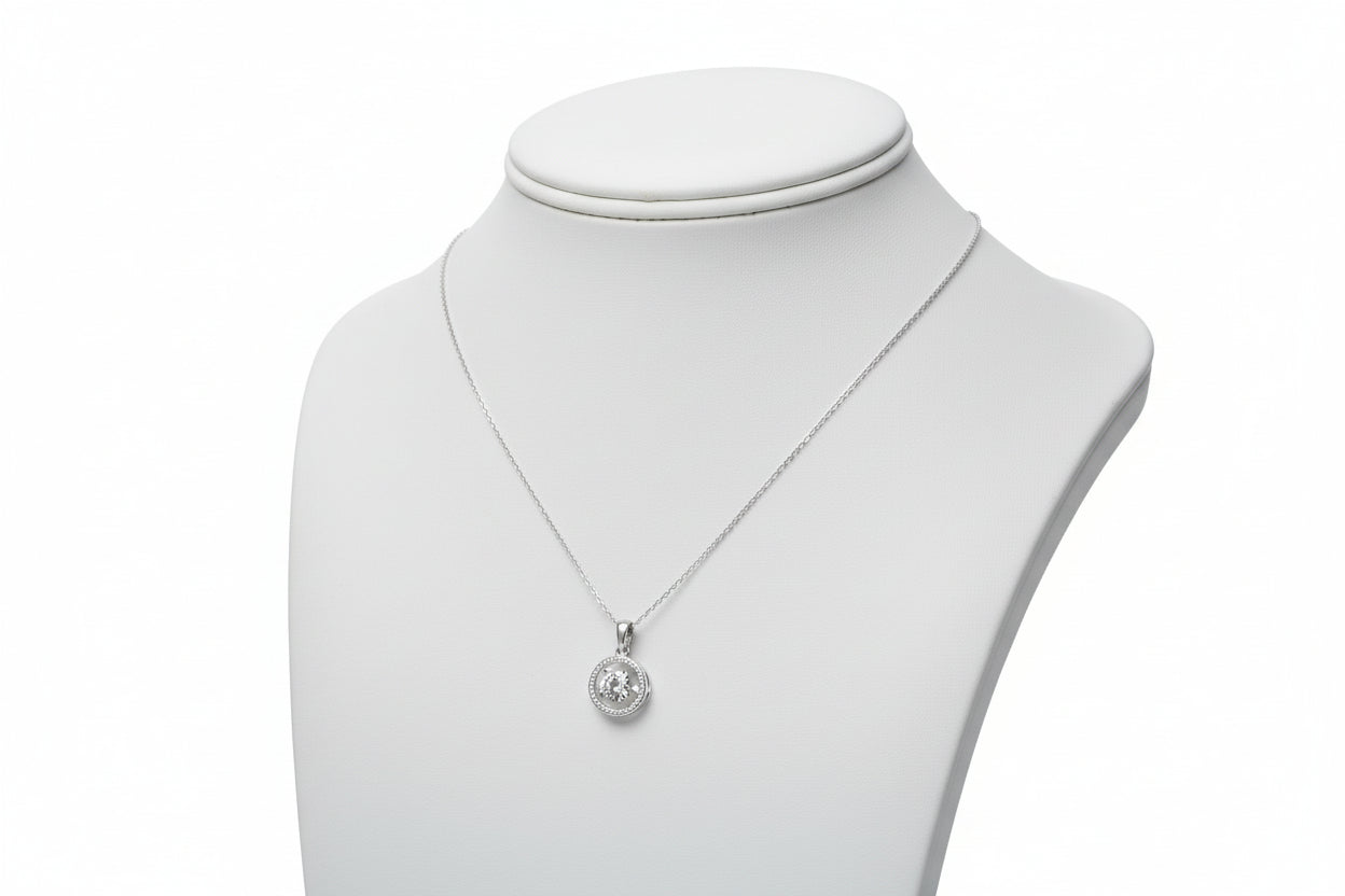 10k White Gold LAB Floating Round DIAMOND 0.25CTW Necklace