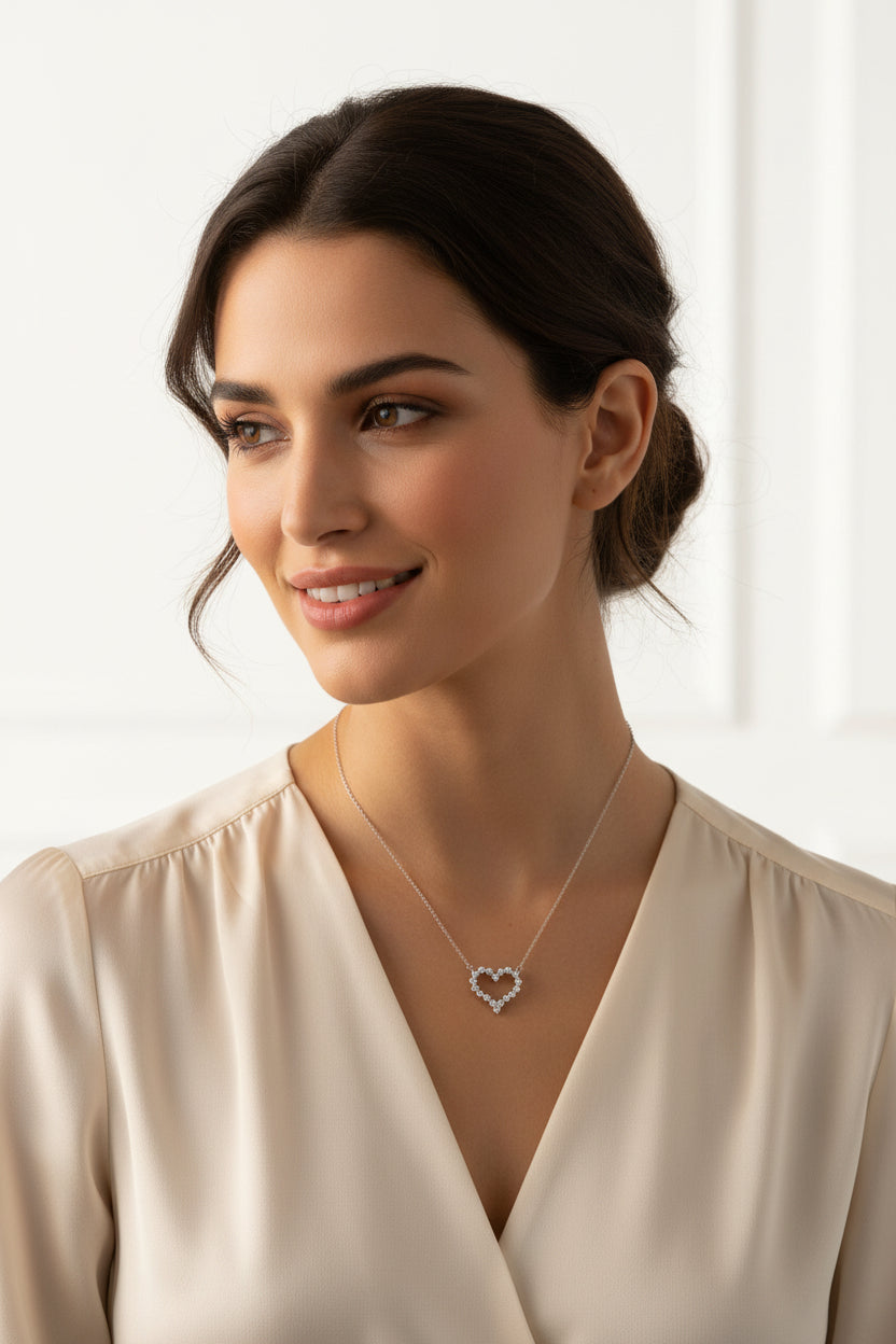 10k White Gold Lab Heart DIAMOND 0.25CTW Necklace