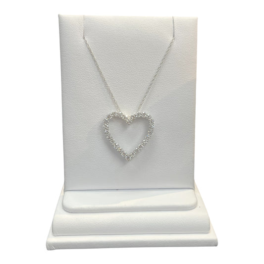 14k White Gold LAB Heart DIAMOND 1.00CTW Necklace