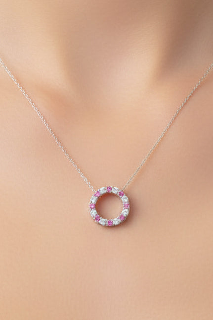 14k White Gold LAB Eternity/Pink DIAMOND 0.28CTW Necklace