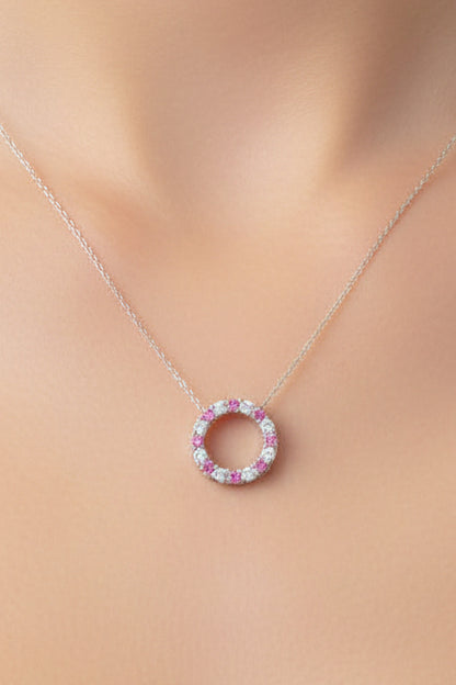 14k White Gold LAB Eternity/Pink DIAMOND 0.28CTW Necklace