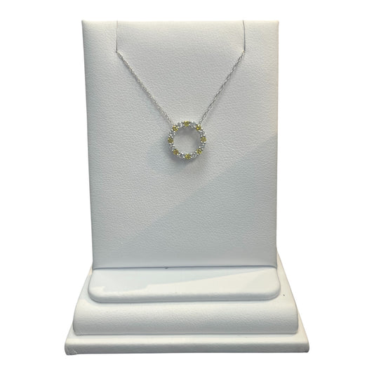 14k White Gold LAB Eternity/ Yellow DIAMOND 0.28CTW Necklace