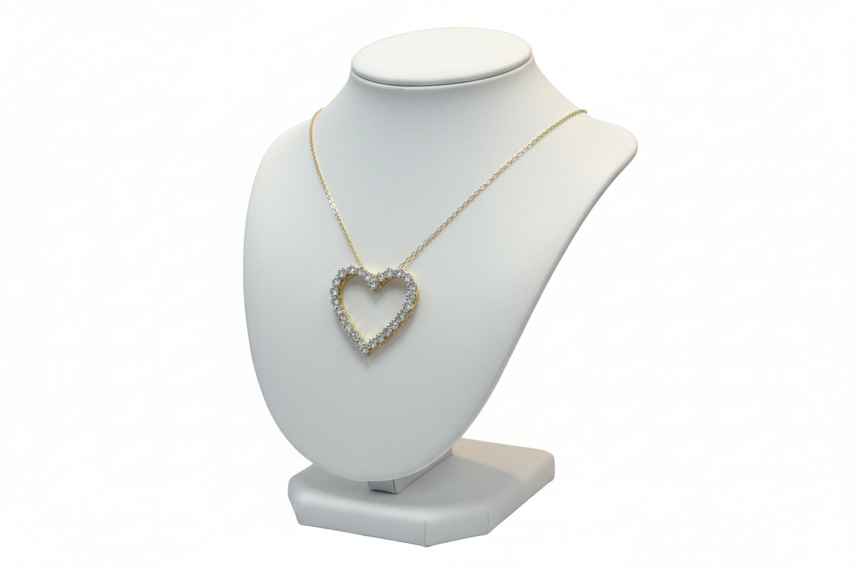 14k Yellow Gold LAB Heart DIAMOND 1.00CTW Necklace