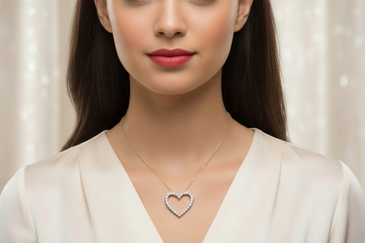 14k Yellow Gold LAB Heart DIAMOND 1.00CTW Necklace