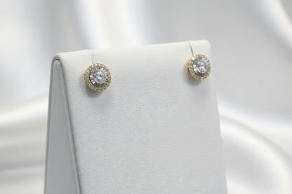 10k Yellow Gold Round DIAMOND 0.30CTW Cluster Earings