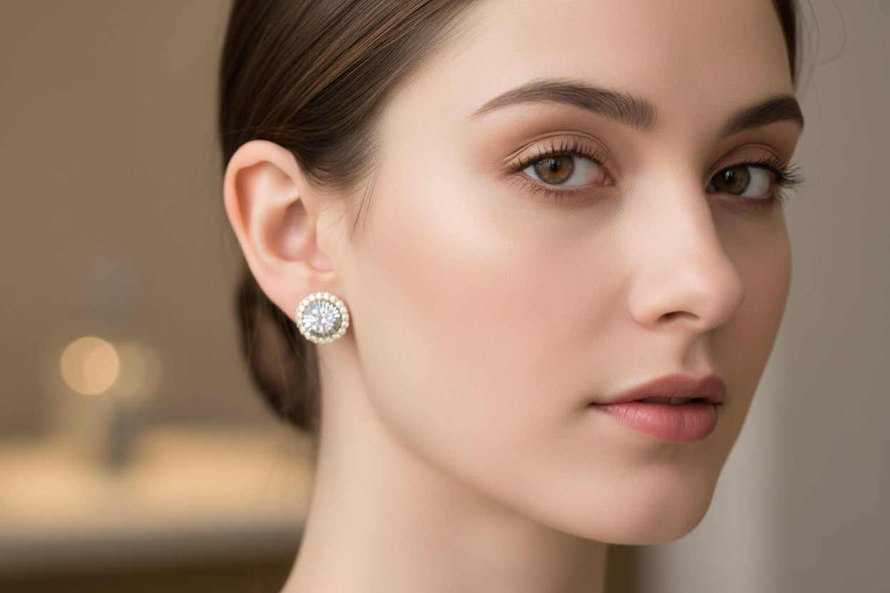 10k Yellow Gold Round DIAMOND 0.30CTW Cluster Earings