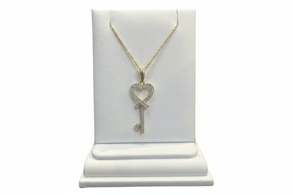 10k Yellow Gold Key DIAMOND 0.27CTW Necklace