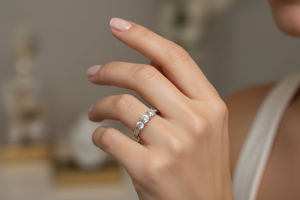 10k Yellow Gold Three Stone Illusion DIAMOND 0.50CTW Ring