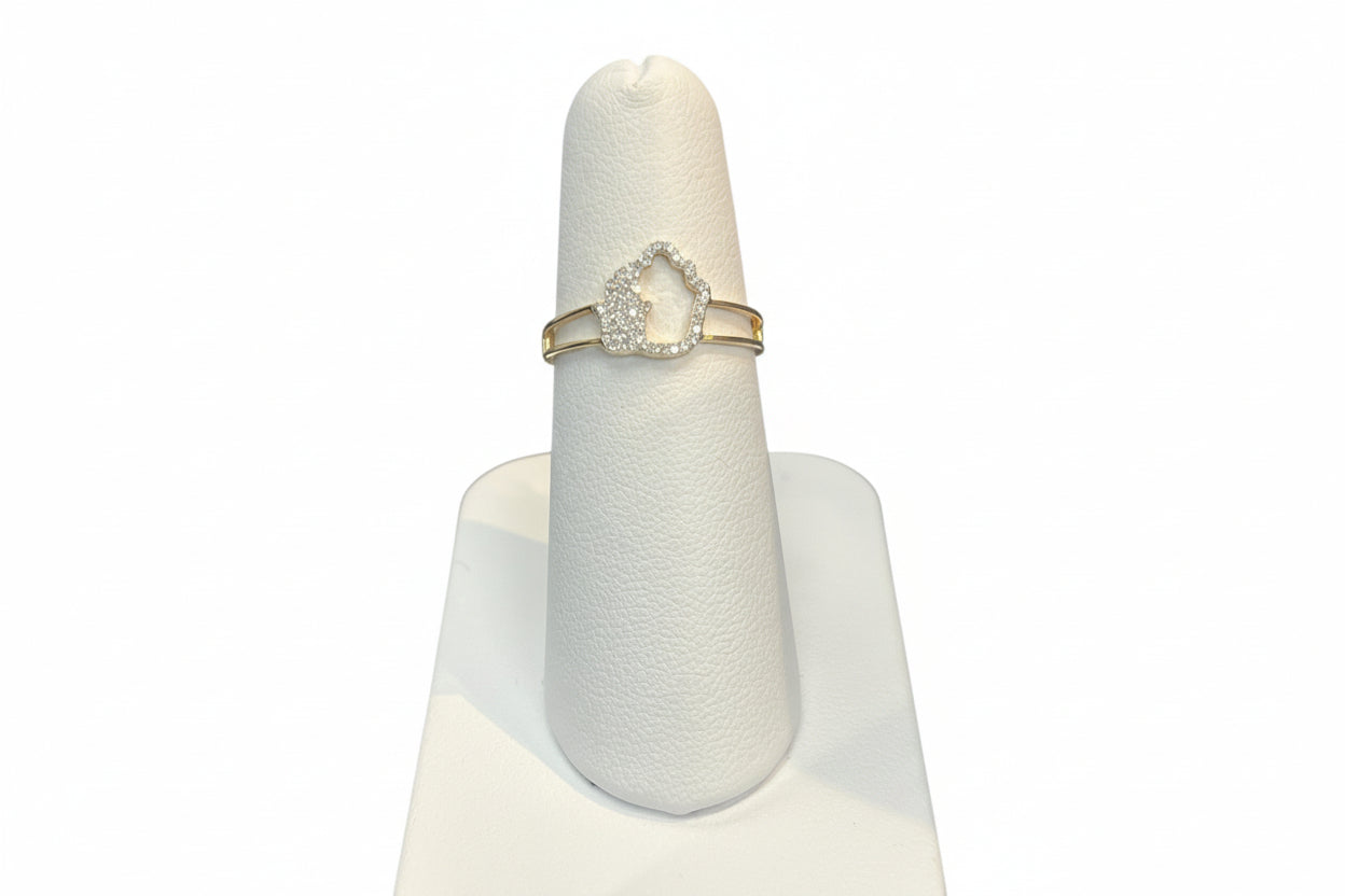 10k Yellow Gold Hamsa DIAMOND 0.15CTW Ring