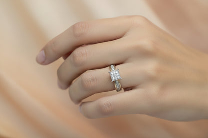 14k Yellow Gold Princess Cut Cluster DIAMOND 0.10CTW Ring