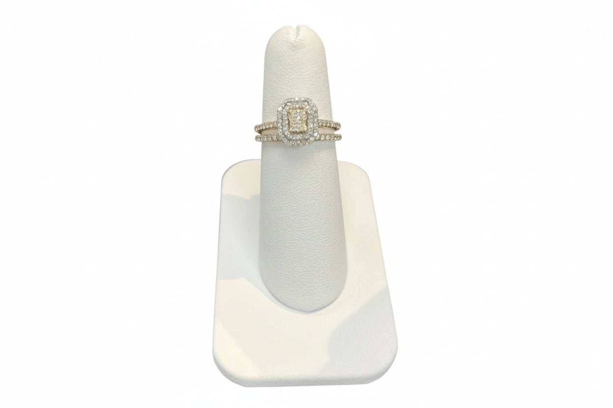 10k Yellow Gold Emerald Rounded DIAMOND 0.48CTW Bridal set