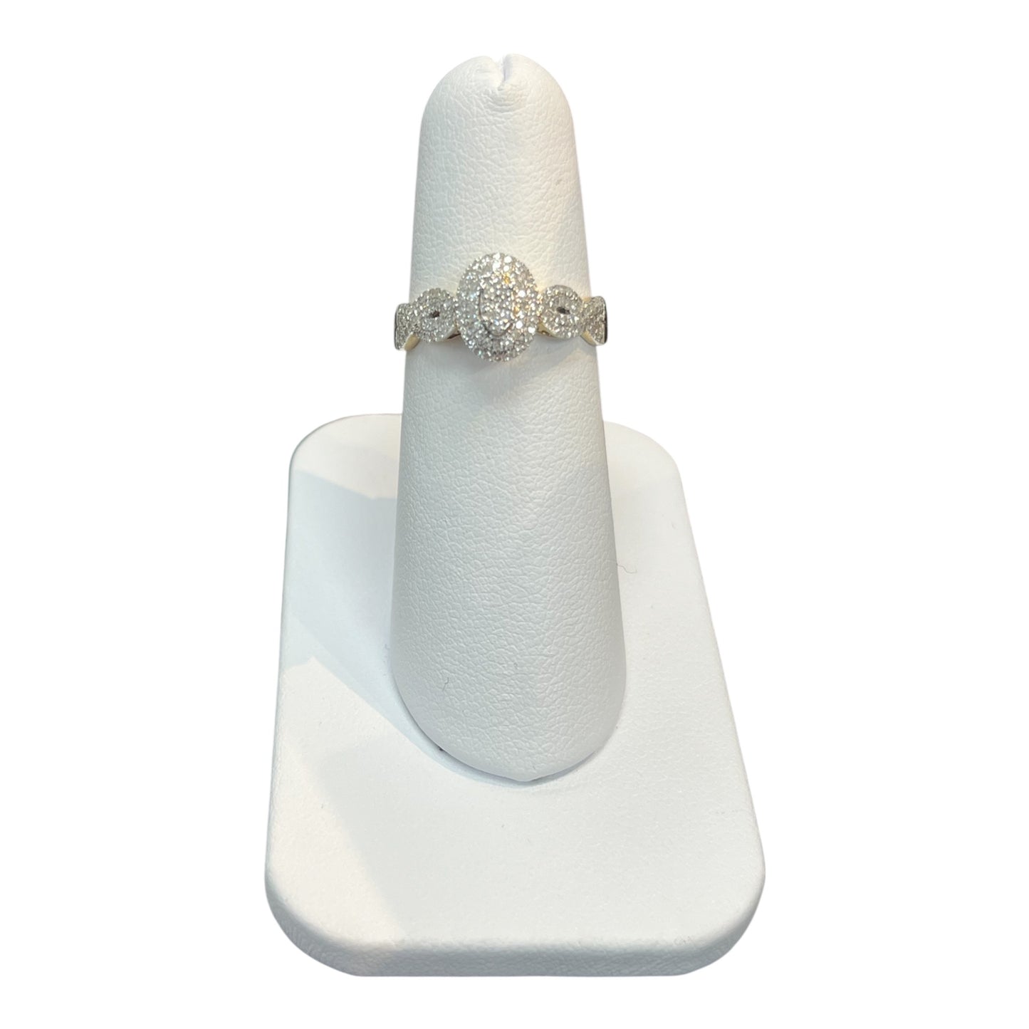 10k Yellow Gold Oval Twist Cluster DIAMOND 0.30CTW Ring