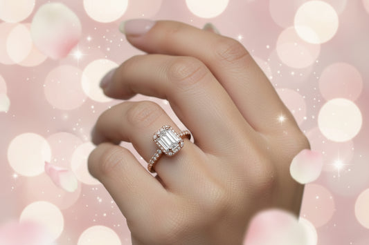 14k Rose Gold Emerald Cluster DIAMOND 0.50CTW Ring