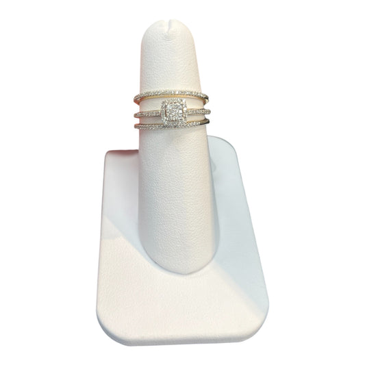 10k Yellow Gold Three Band Princess Cut DIAMOND 0.33CTW Ring