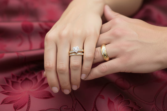 10k yellow Gold His & Hers Heart DIAMOND 0.52CTW Set