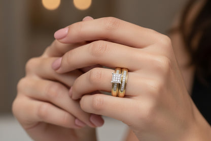 10k Yellow Gold Three Set Princess DIAMOND 0.15CTW Rings