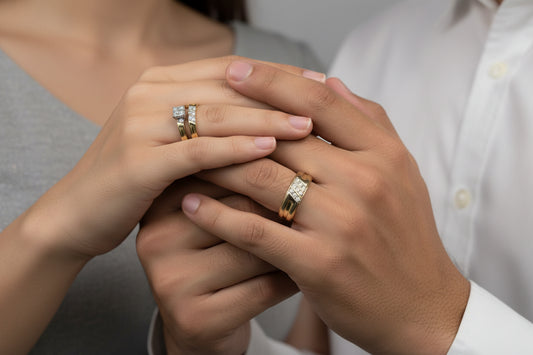 10k Yellow Gold Emerald Cluster His & Hers DIAMOND 0.33CTW Bridal Set