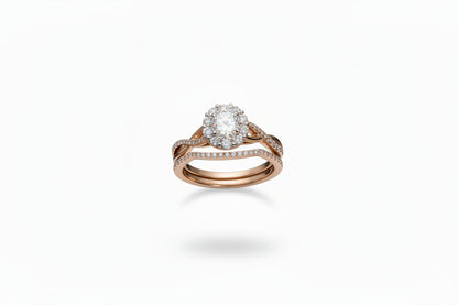 10k Rose Gold Flower twist DIAMOND 0.48CTW Bridal Set