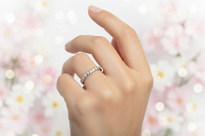 14k White Gold LAB Ladies Band DIAMOND 0.26CTW