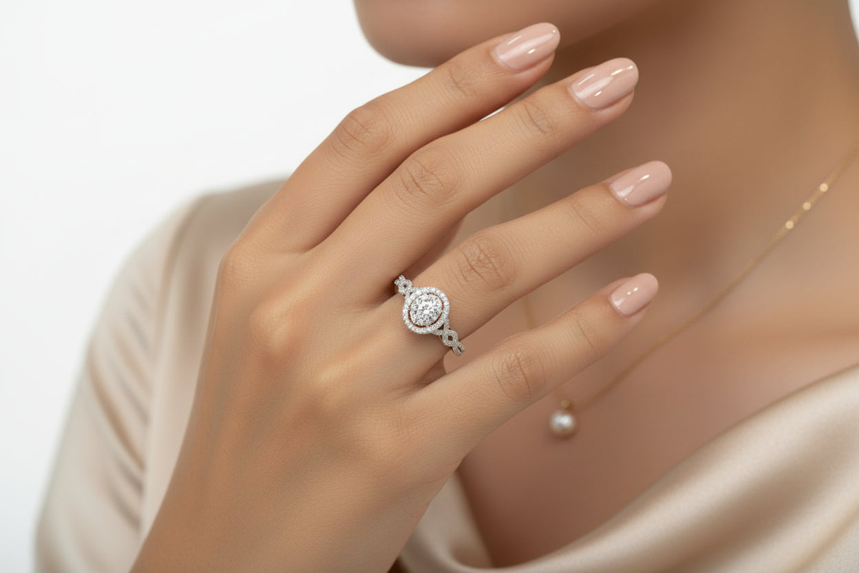 10k Yellow Gold Twist Oval DIAMOND 0.33CTW Cluster Ring