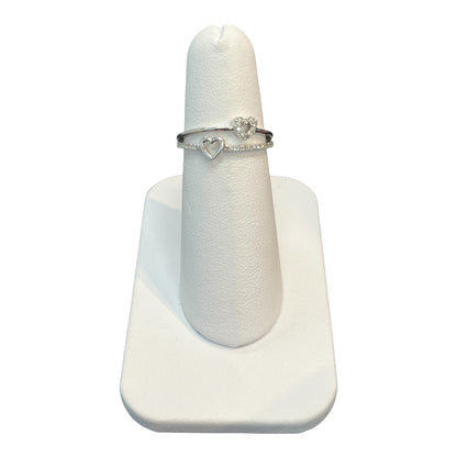 10k White Gold Double Heart DIAMOND 0.15CTW Band