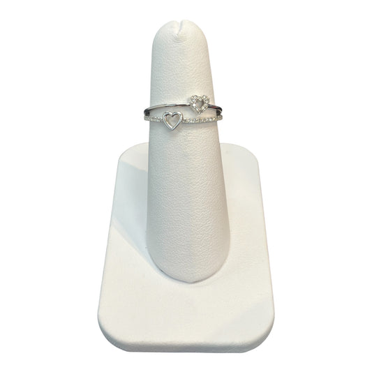 10k White Gold Double Heart DIAMOND 0.15CTW Band