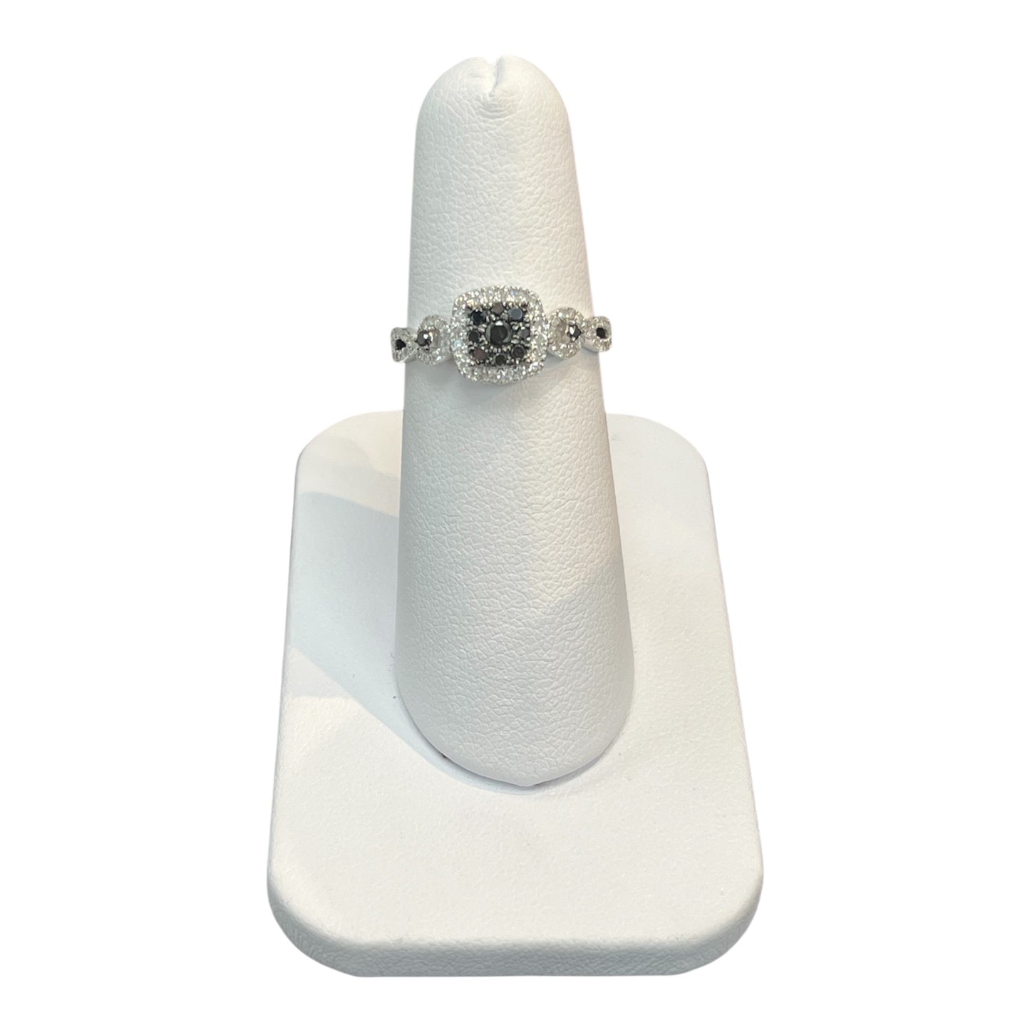 10k White Gold Princess Cluster Black DIAMOND 0.50CTW Ring