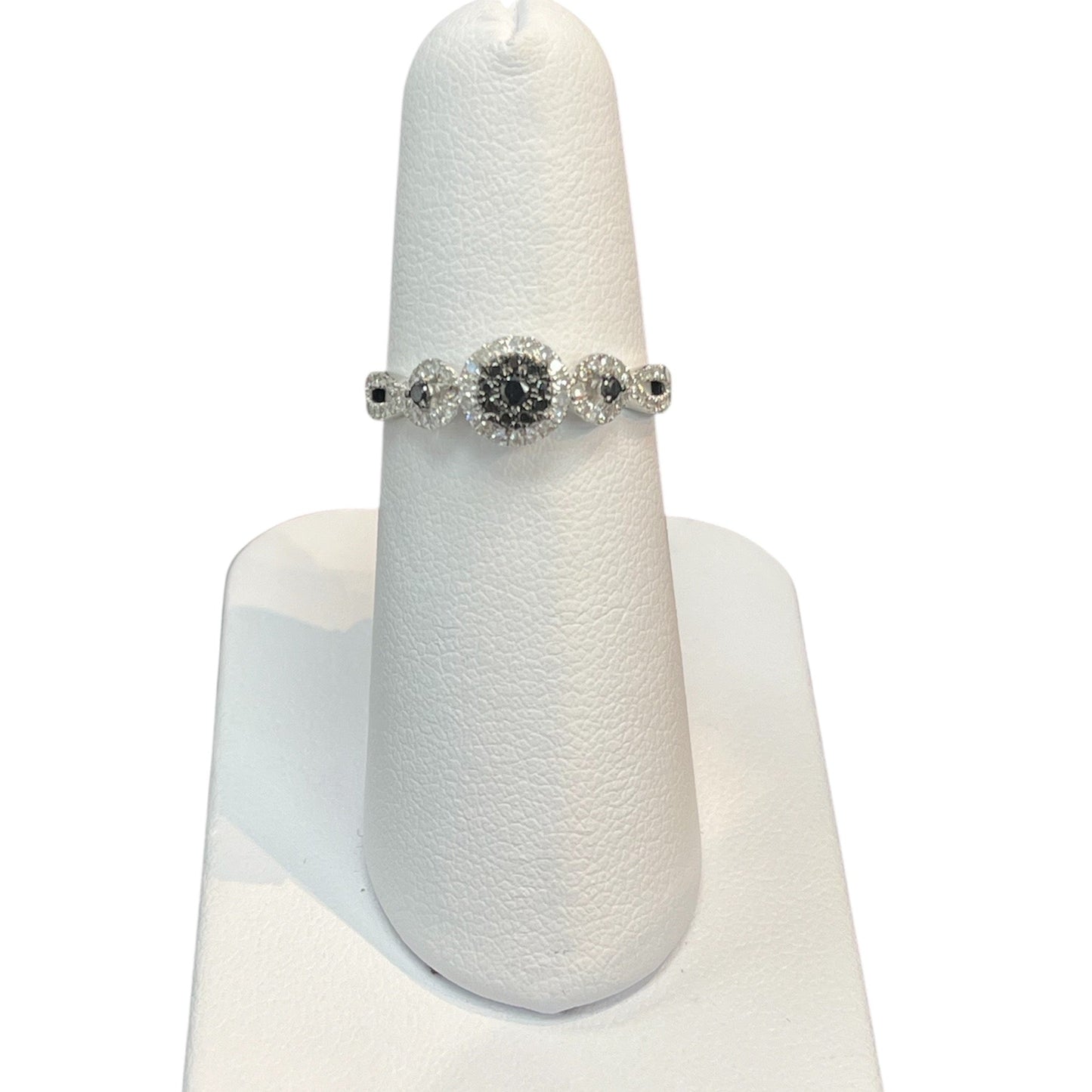 10k White Gold Round Twist Black DIAMOND 0.36CTW Ring