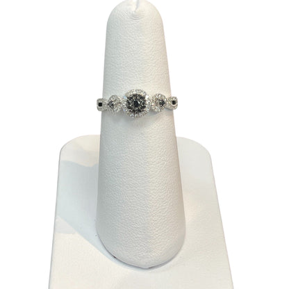 10k White Gold Round Twist Black DIAMOND 0.36CTW Ring