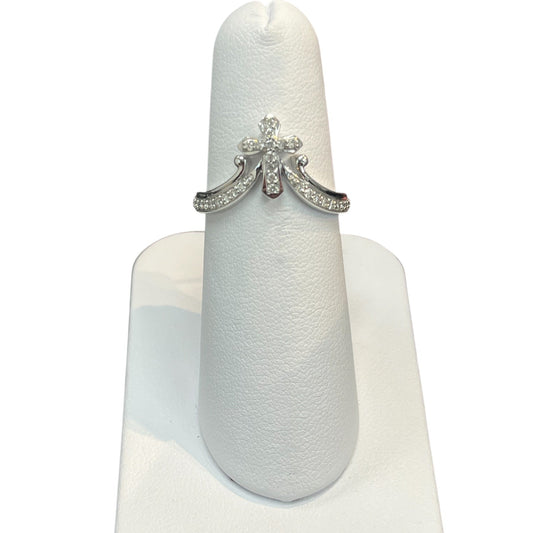10k White Gold Cross DIAMOND 0.20CTW Ring