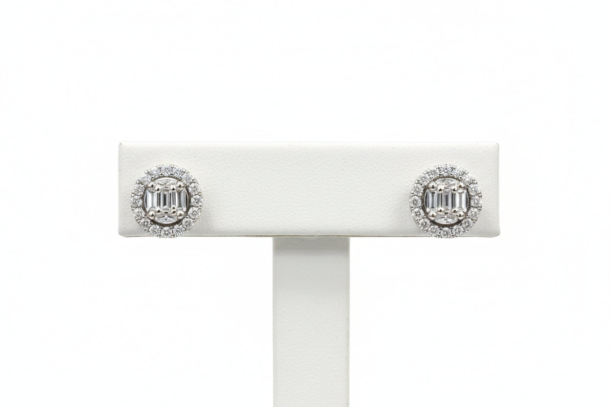 10k Yellow Gold Round Cluster DIAMOND 1.00CTW Studs