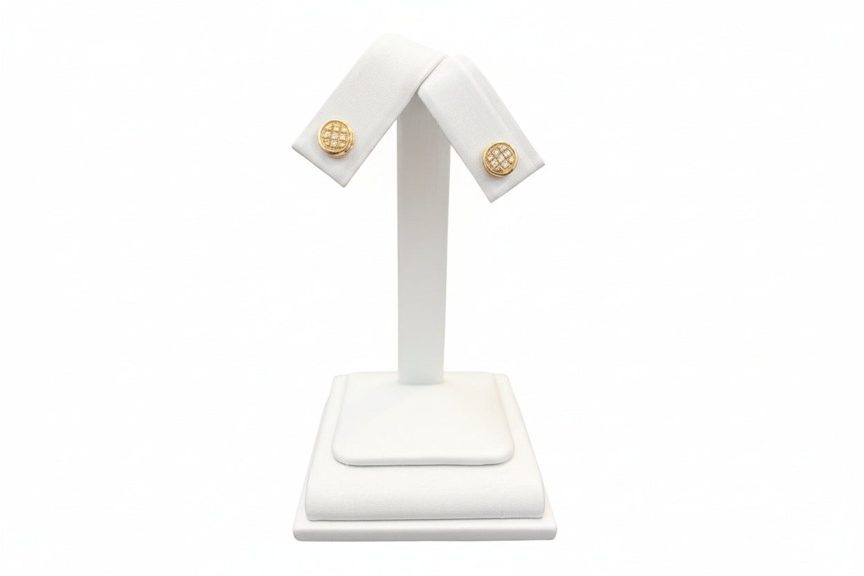 10k Yellow Gold Round Cluster DIAMOND 0.05CTW Studs