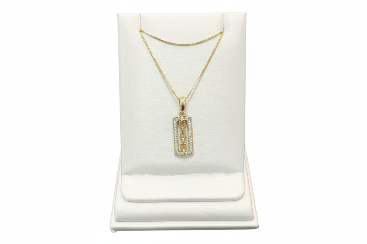 10k Yellow Gold Link Chain Center DIAMOND 0.10CTW Necklace
