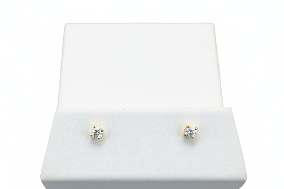 10k Yellow Gold Round Small DIAMOND 0.12CTW Studs