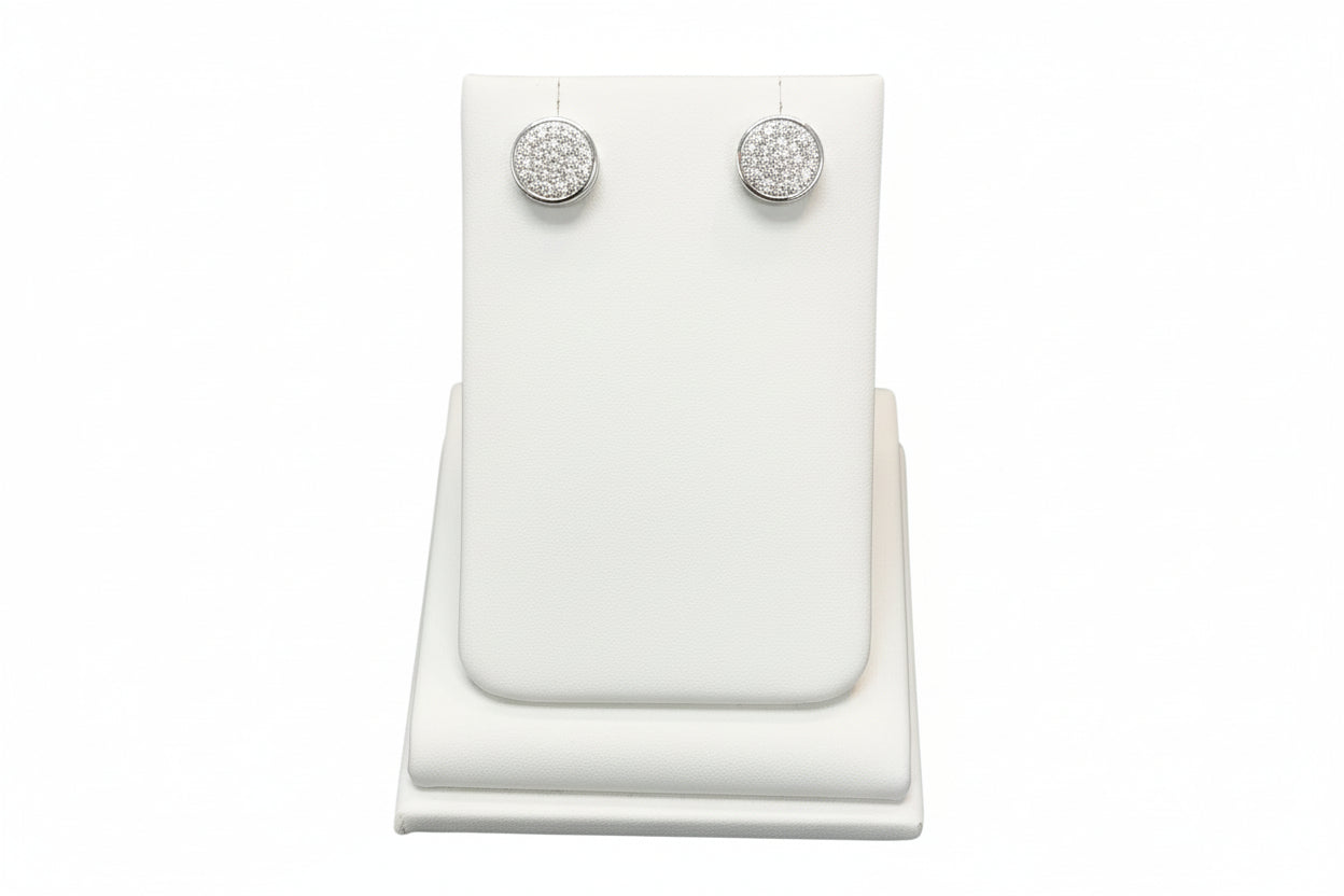 10k White Gold Round Cluster DIAMOND 0.15CTW Studs