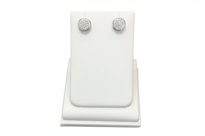 10k White Gold Round Cluster DIAMOND 0.15CTW Studs