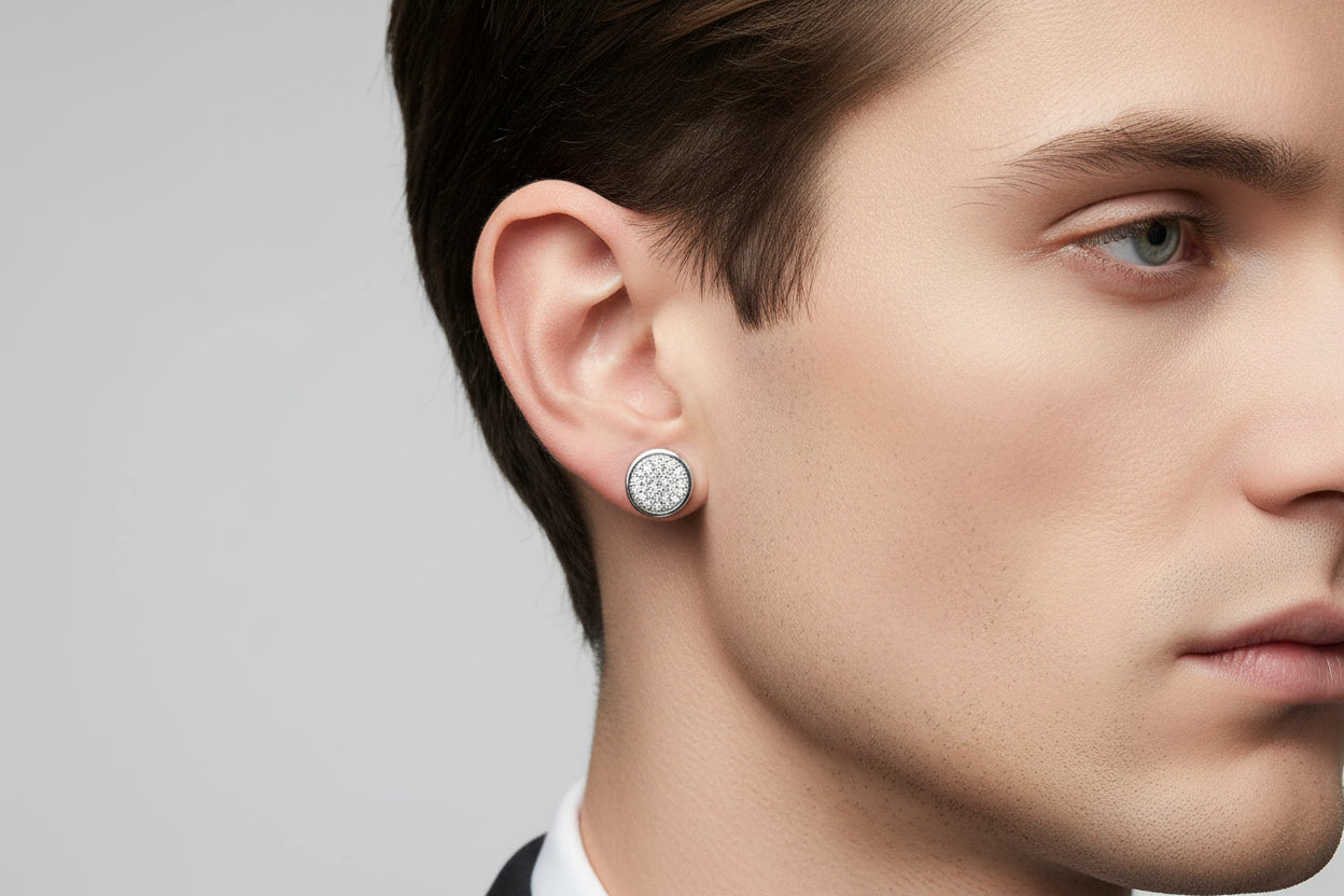 10k White Gold Round Cluster DIAMOND 0.15CTW Studs