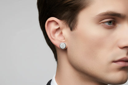 10k White Gold Round Cluster DIAMOND 0.15CTW Studs