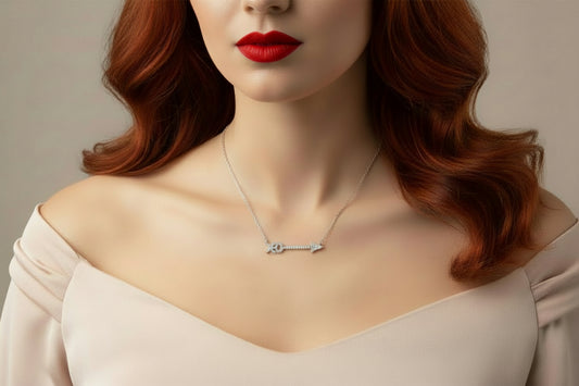 10k White Gold Arrow DIAMOND 0.15CTW Necklace