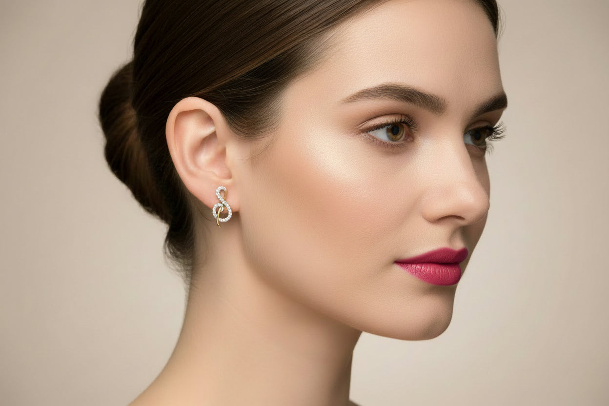 10k Yellow Gold Music Note DIAMOND 0.10CTW Earings
