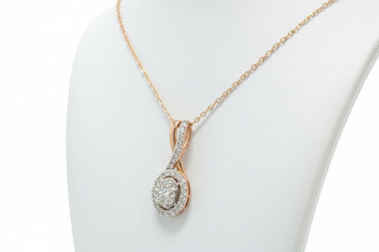 10k Rose Gold LAB Oval Twist Bail DIAMOND 0.20CTW Necklace