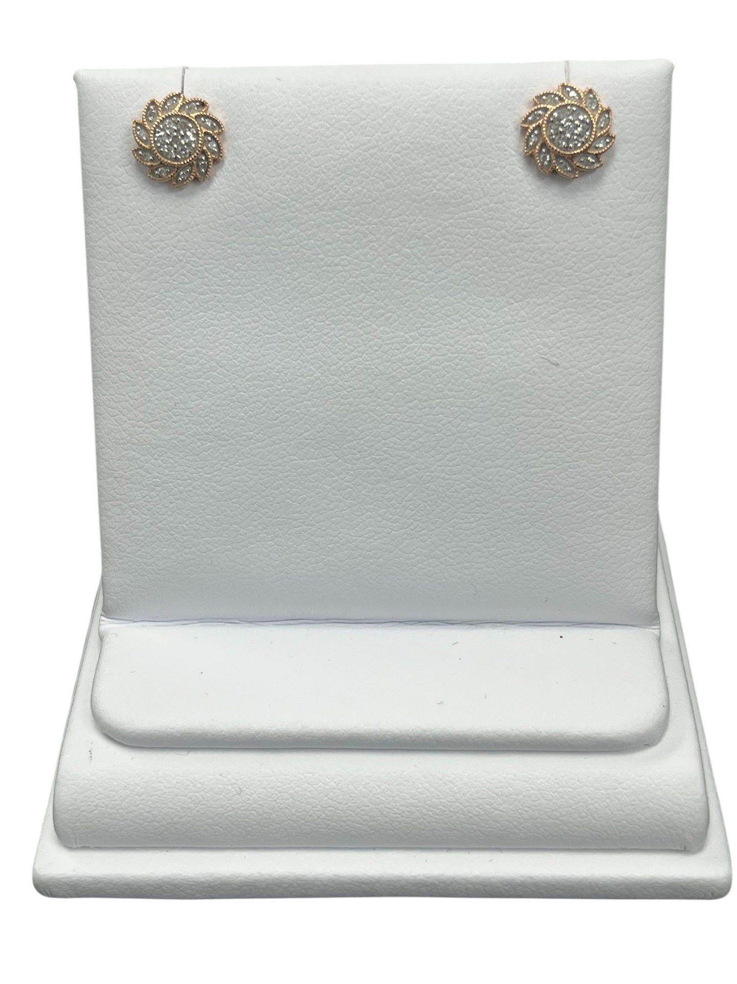 10k Rose Gold LAB Flower Tilted DIAMOND 0.15CTW Earings