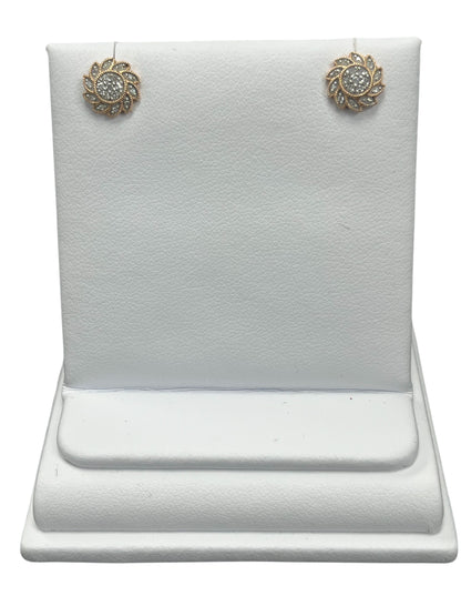 10k Rose Gold LAB Flower Tilted DIAMOND 0.15CTW Earings