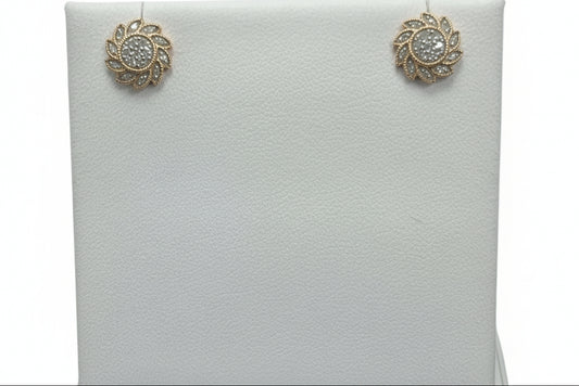 10k Rose Gold LAB Flower Tilted DIAMOND 0.15CTW Earings