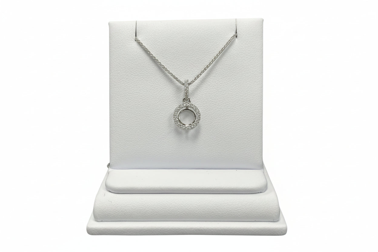 18k White Gold Round Mount DIAMOND 0.23CTW Necklace