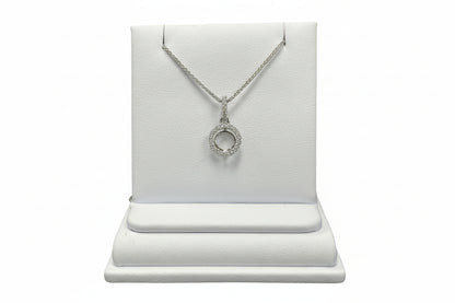 18k White Gold Round Mount DIAMOND 0.23CTW Necklace