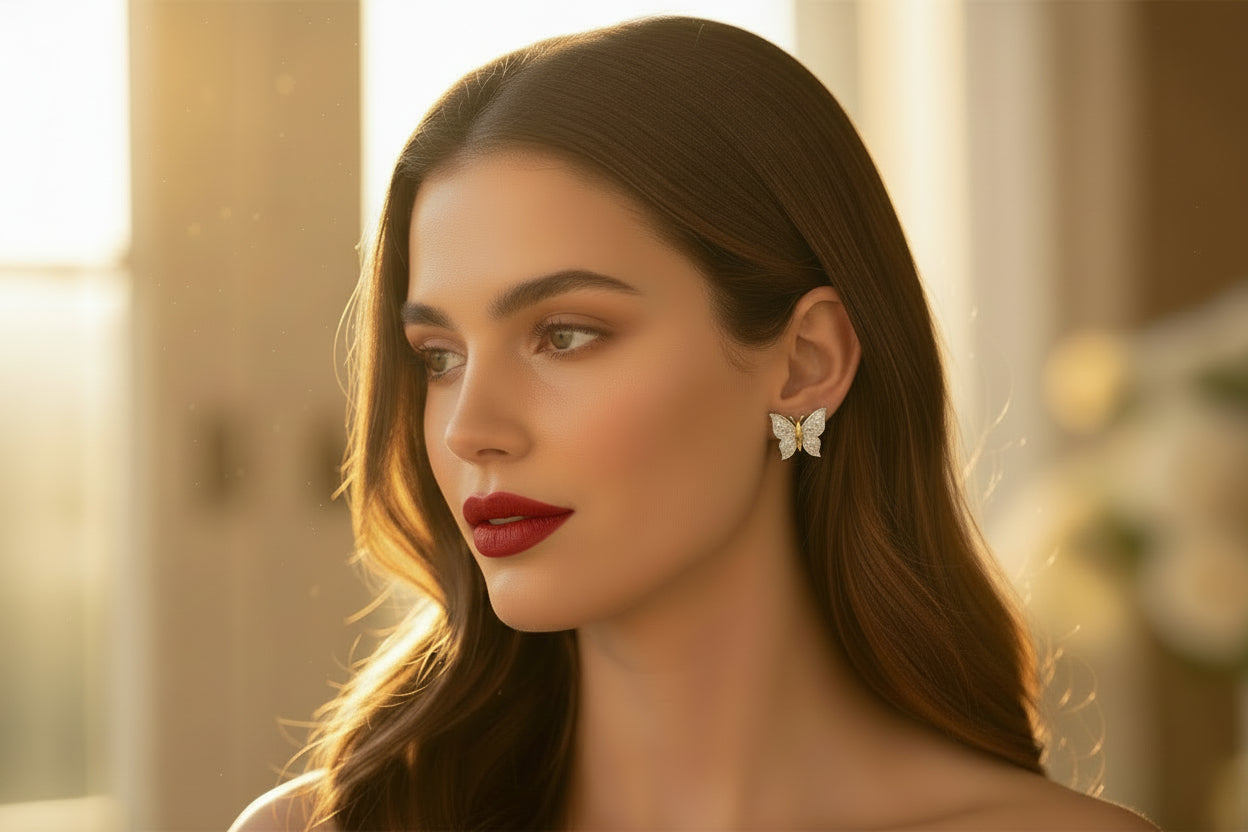 10k Yellow Gold Butterfly DIOAMOND 0.25CTW Earings
